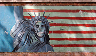 Anti-U.S. graffiti on wall of former U.S. Embassy in Tehran